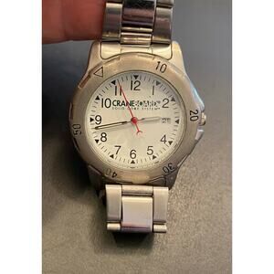 40mm Tomax Watch, Silver Tone, Link Band, "CraneBoard" Logo